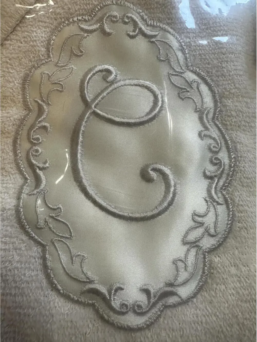 VTG NOS Monogrammed C Towel Set 3 Piece White Bath Hand Wash Cloth USA